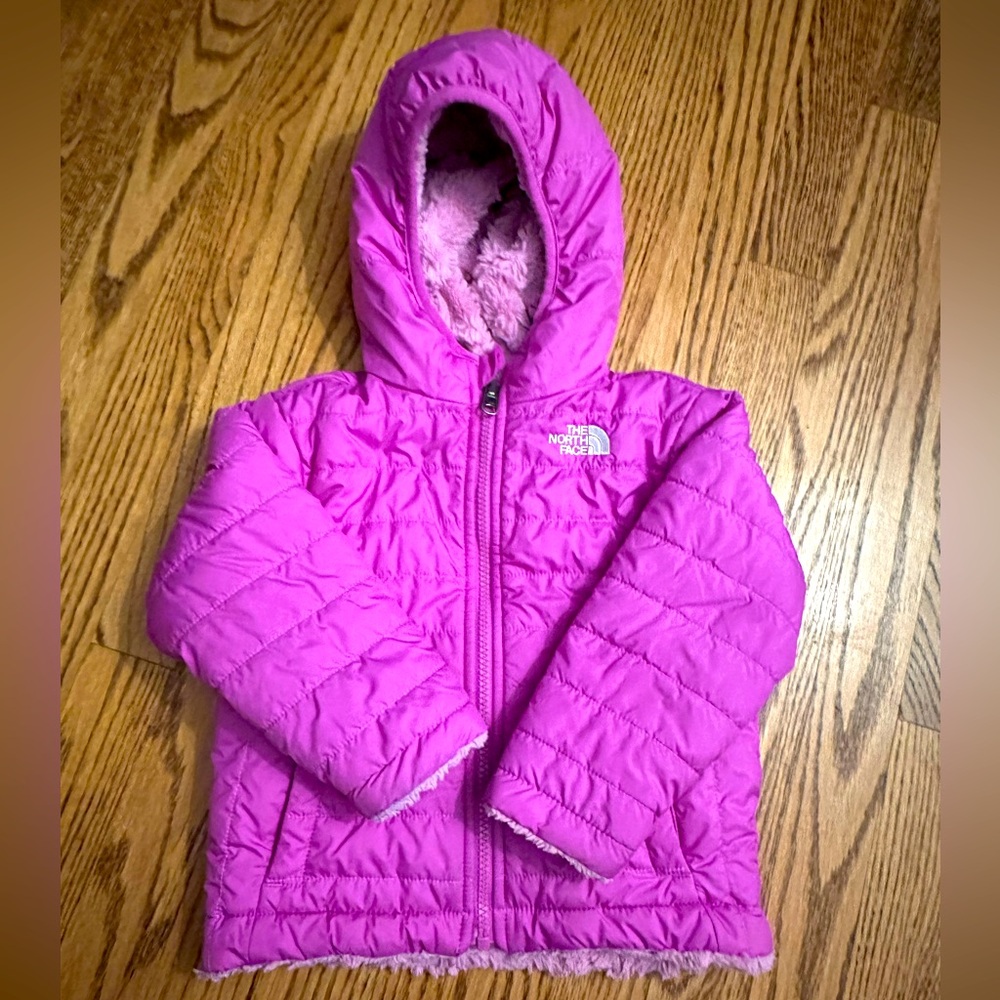 Gently used pink toddler north face jacket